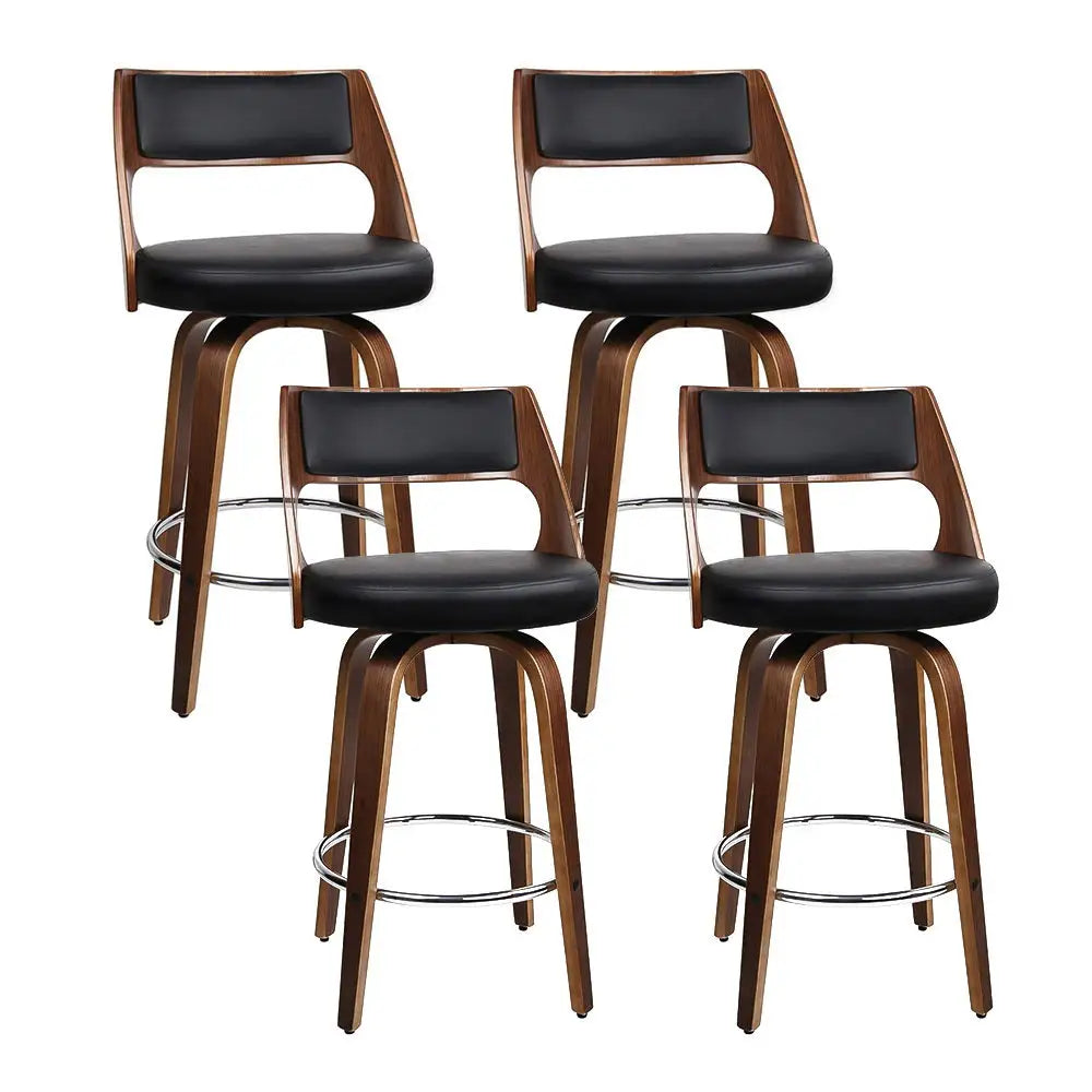 Artiss 4x Bar Stools Swivel Leather Chair 76cm - Furniture > Bar Stools & Chairs > Table & Bar Stools