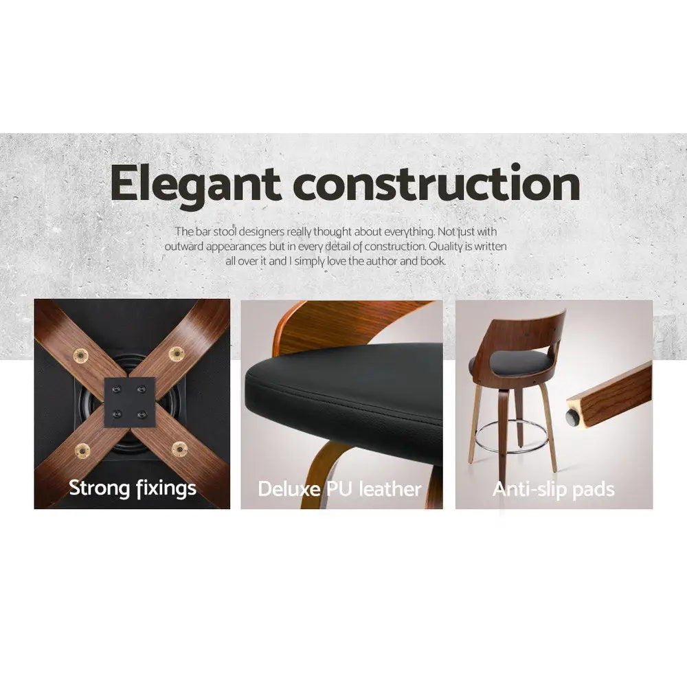 Artiss 4x Bar Stools Swivel Leather Chair 76cm - Furniture > Bar Stools & Chairs > Table & Bar Stools