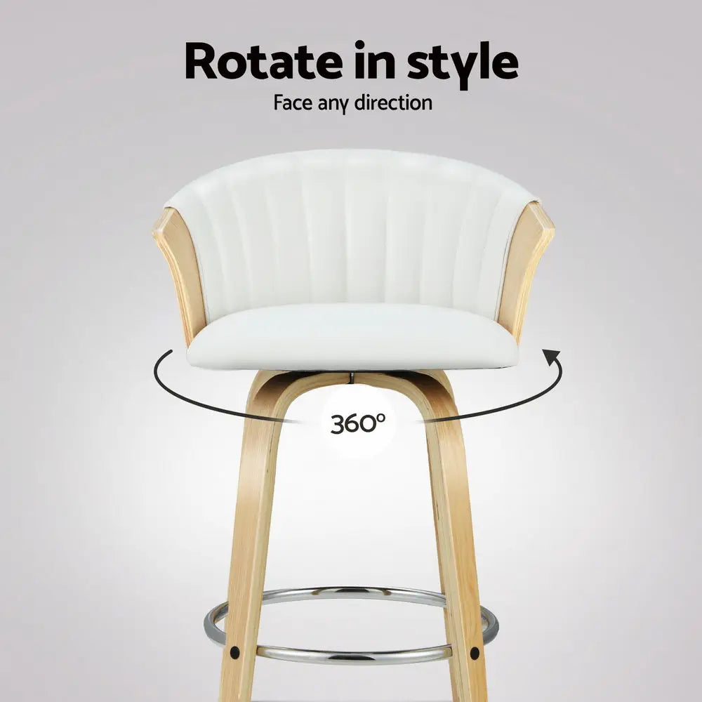 Artiss 4x Bar Stools Swivel Leather Chairs Wooden - Furniture > Bar Stools & Chairs > Arm Chairs & Recliners