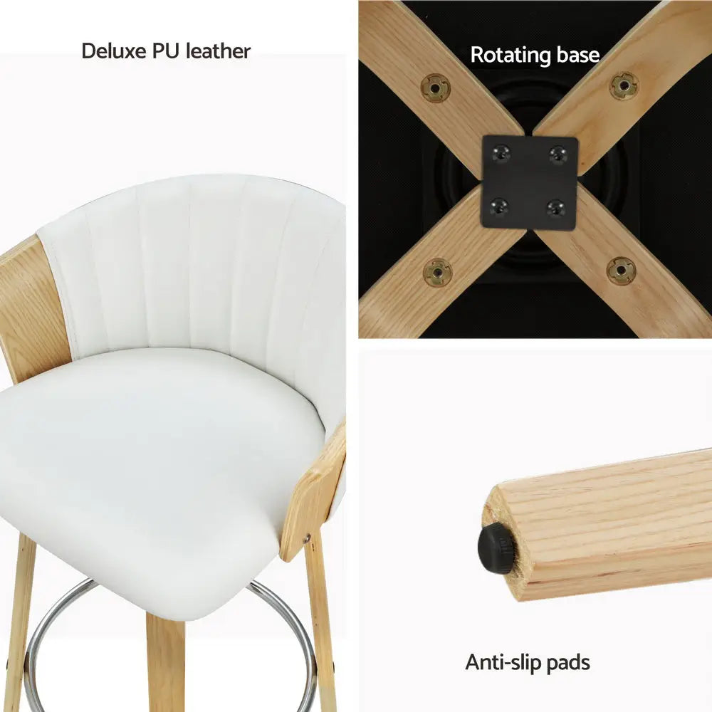 Artiss 4x Bar Stools Swivel Leather Chairs Wooden - Furniture > Bar Stools & Chairs > Arm Chairs & Recliners