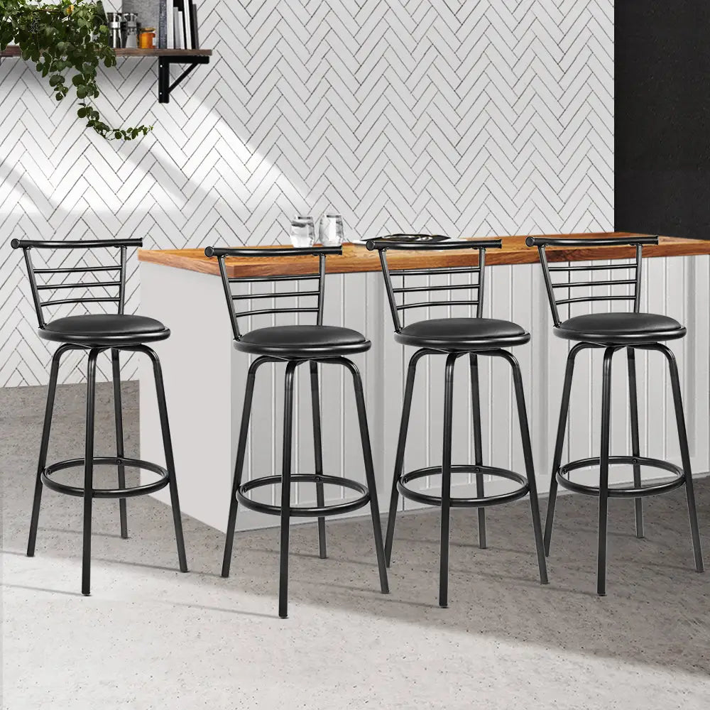 Artiss 4x Bar Stools Swivel Leather Padded Metal - Furniture > Bar Stools & Chairs