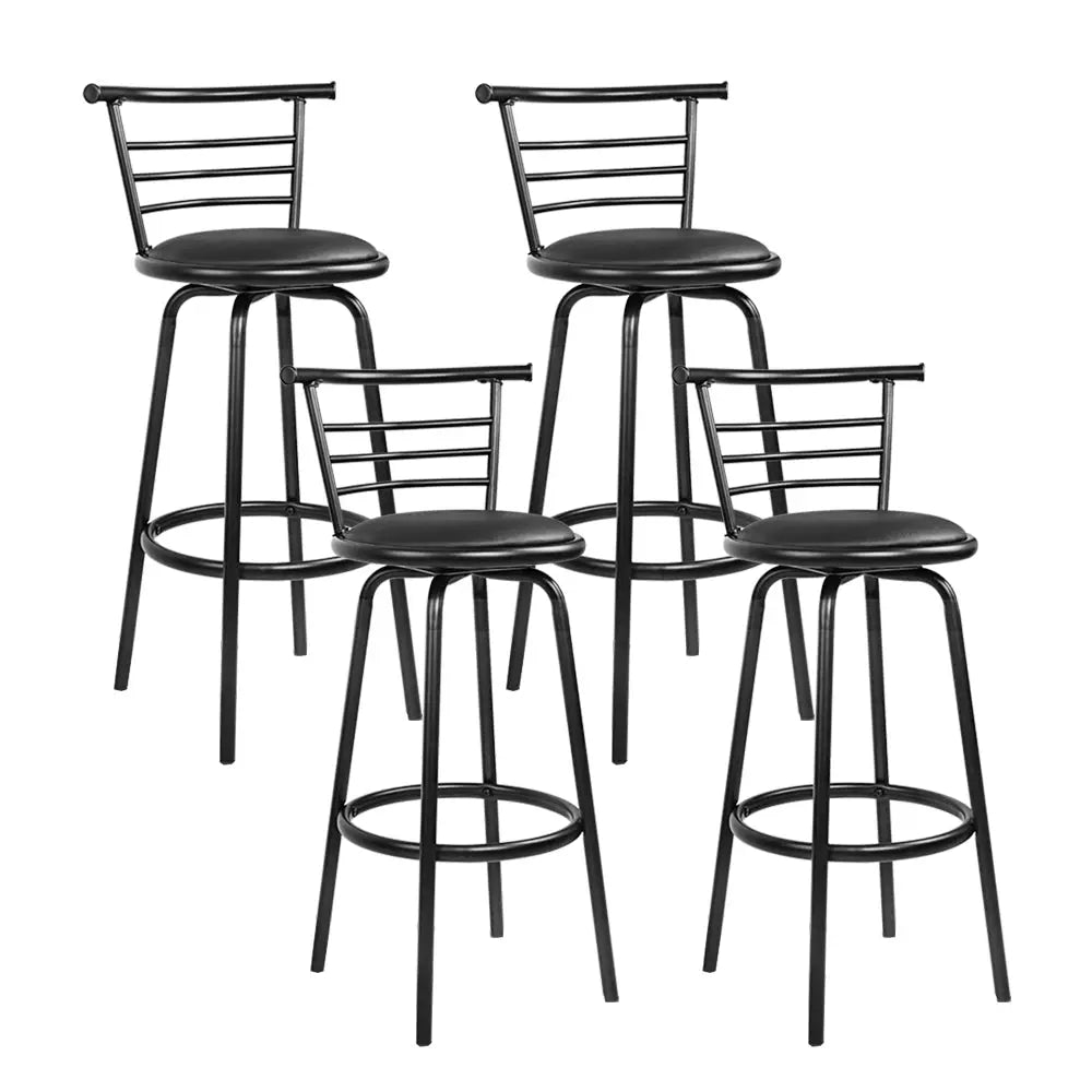 Artiss 4x Bar Stools Swivel Leather Padded Metal - Furniture > Bar Stools & Chairs