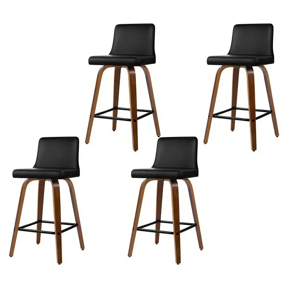 Artiss 4x Bar Stools Swivel Leather Padded Wooden - Furniture > Bar Stools & Chairs > Massage Chairs