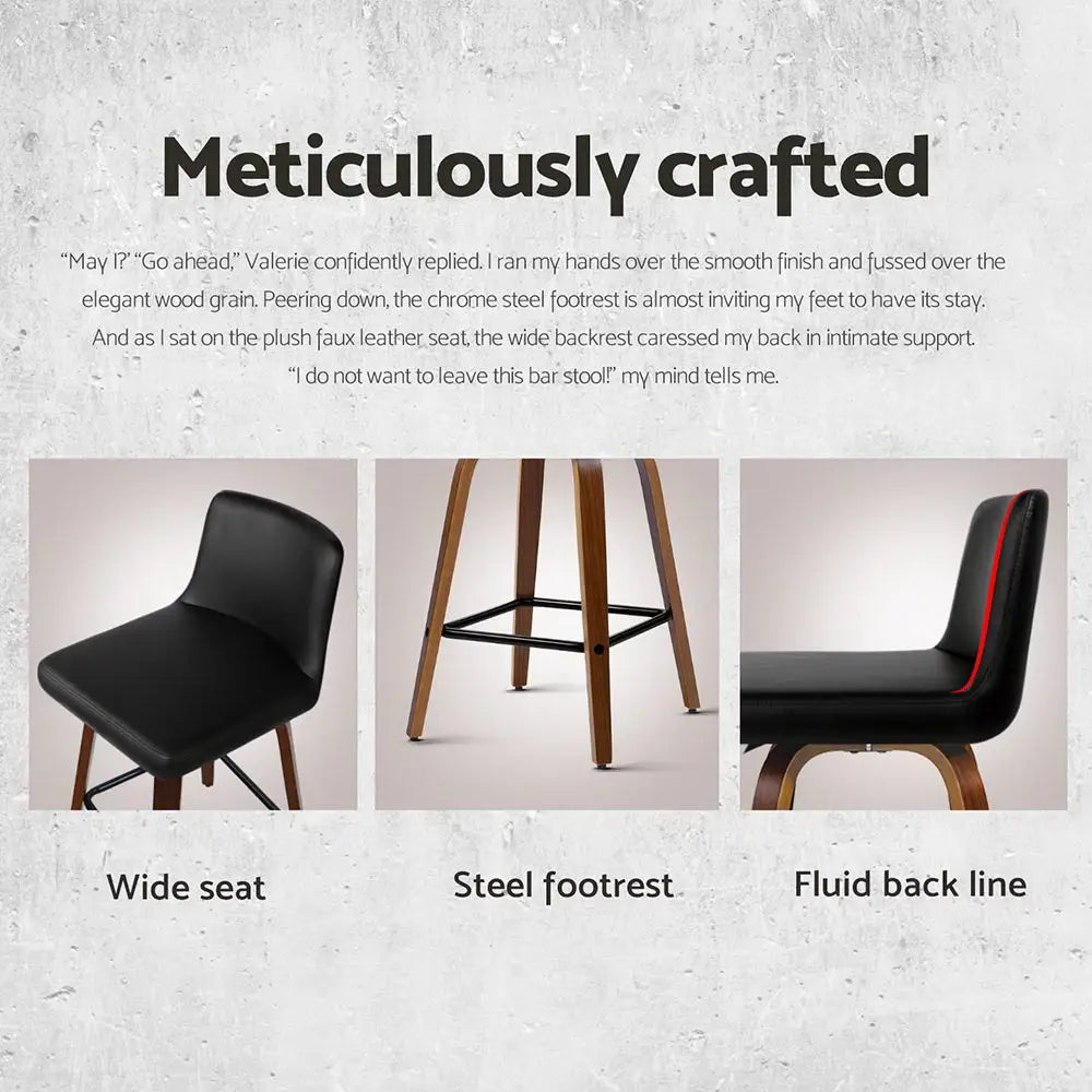 Artiss 4x Bar Stools Swivel Leather Padded Wooden - Furniture > Bar Stools & Chairs > Massage Chairs