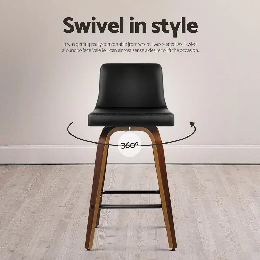 Artiss 4x Bar Stools Swivel Leather Padded Wooden - Furniture > Bar Stools & Chairs > Massage Chairs