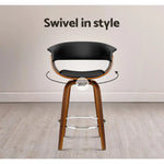 Artiss 4x Bar Stools Swivel PU Seat Wooden - Furniture > Bar Stools & Chairs