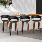 Artiss 4x Bar Stools Swivel PU Seat Wooden - Furniture > Bar Stools & Chairs