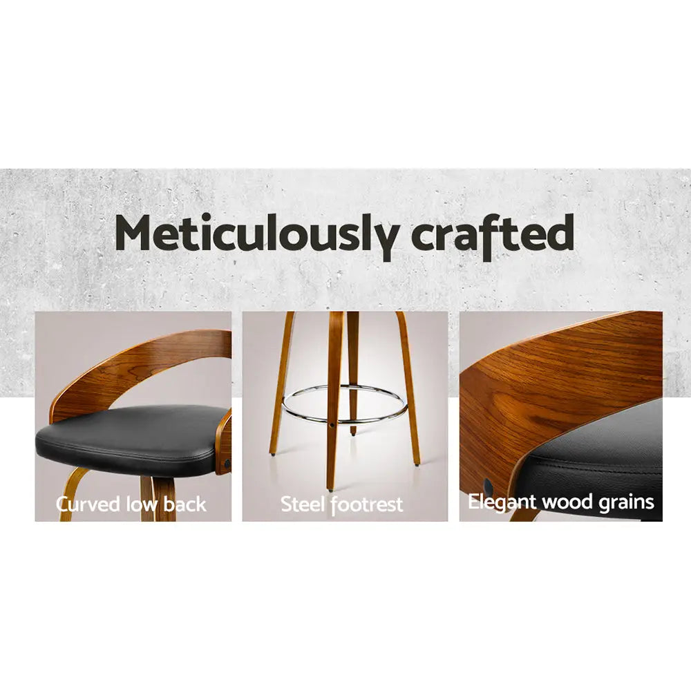 Artiss 4x Bar Stools Swivel Seat Curving Backrest - Furniture > Bar Stools & Chairs