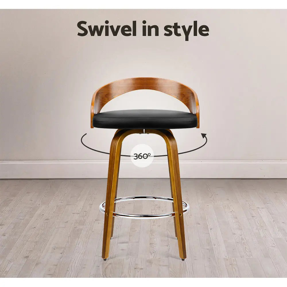 Artiss 4x Bar Stools Swivel Seat Curving Backrest - Furniture > Bar Stools & Chairs