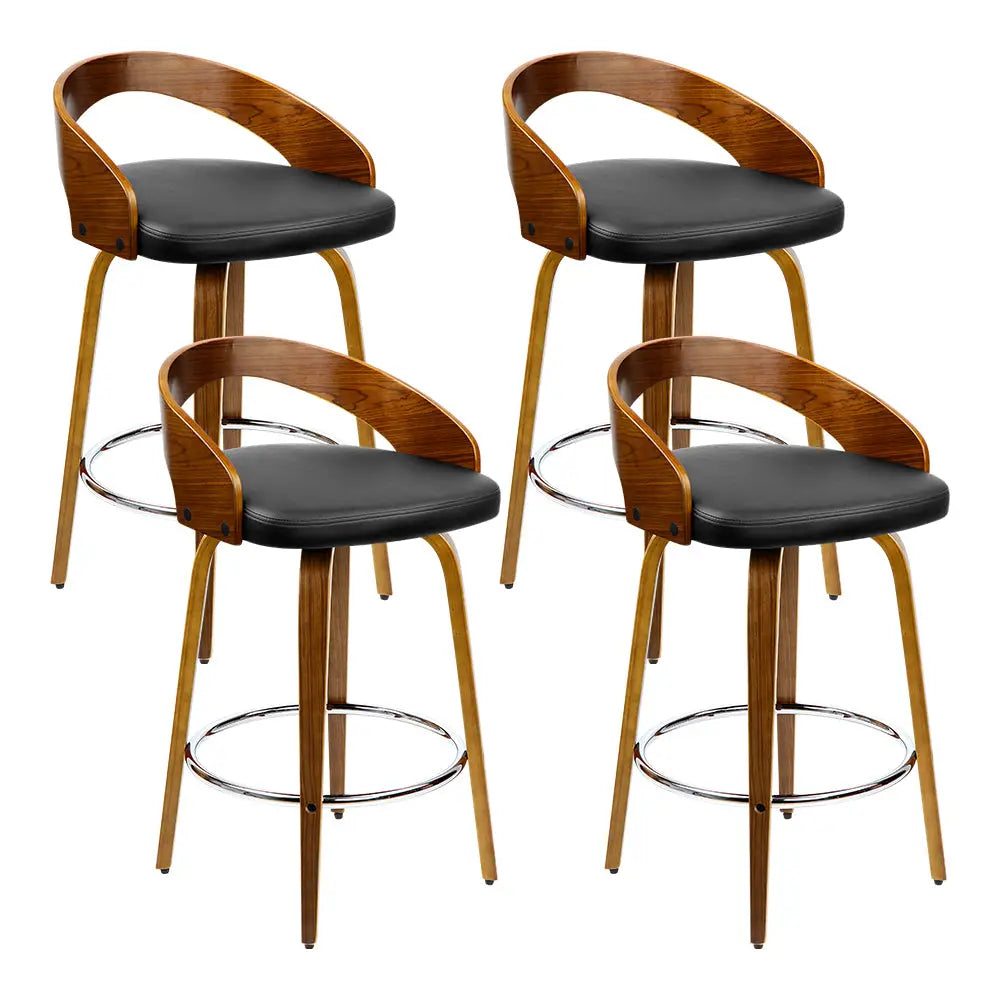 Artiss 4x Bar Stools Swivel Seat Curving Backrest - Furniture > Bar Stools & Chairs