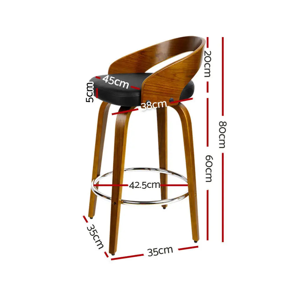 Artiss 4x Bar Stools Swivel Seat Curving Backrest - Furniture > Bar Stools & Chairs