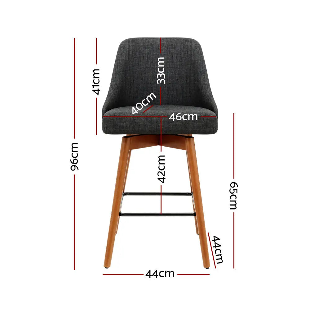 Artiss 4x Bar Stools Swivel Seat Wooden Charcoal - Furniture > Bar Stools & Chairs