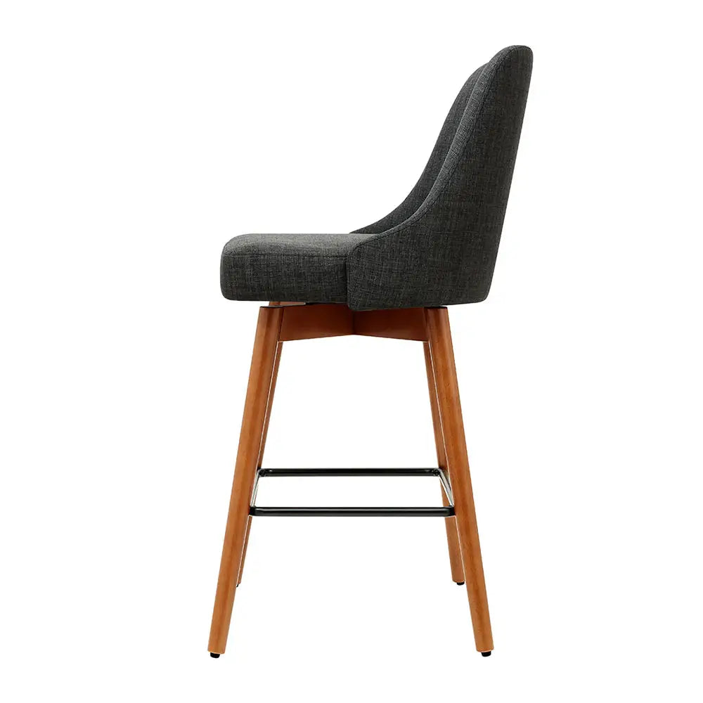Artiss 4x Bar Stools Swivel Seat Wooden Charcoal - Furniture > Bar Stools & Chairs