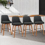 Artiss 4x Bar Stools Swivel Seat Wooden Charcoal - Furniture > Bar Stools & Chairs