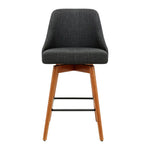 Artiss 4x Bar Stools Swivel Seat Wooden Charcoal - Furniture > Bar Stools & Chairs
