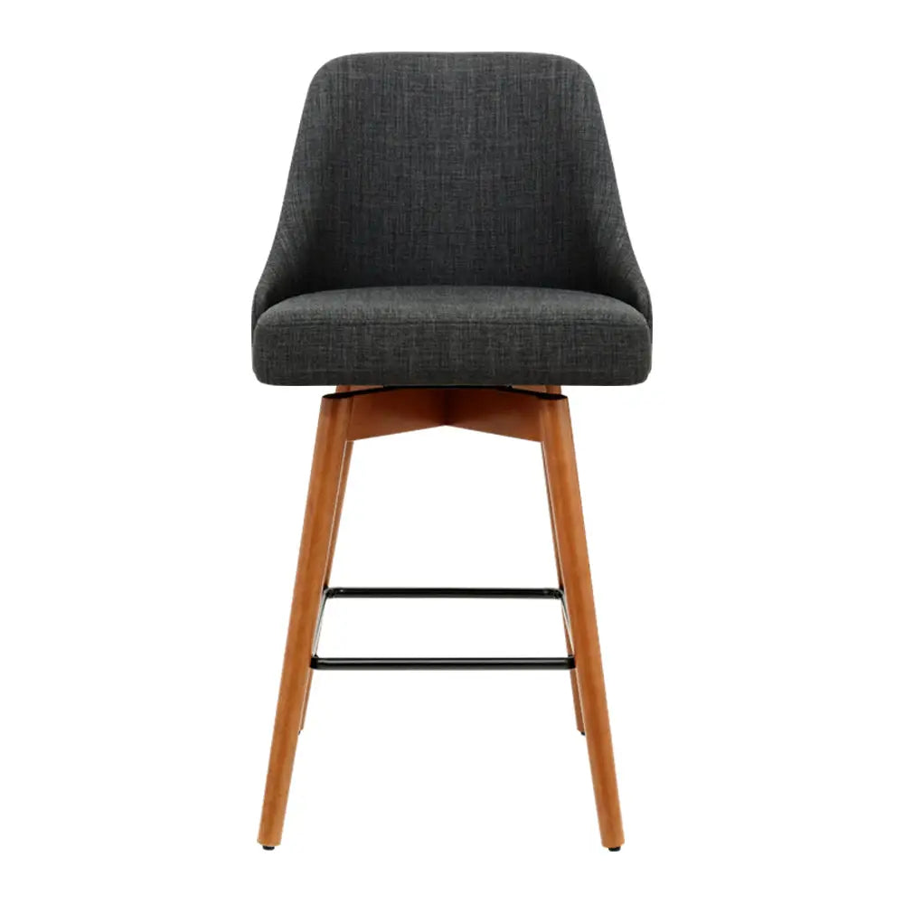 Artiss 4x Bar Stools Swivel Seat Wooden Charcoal - Furniture > Bar Stools & Chairs
