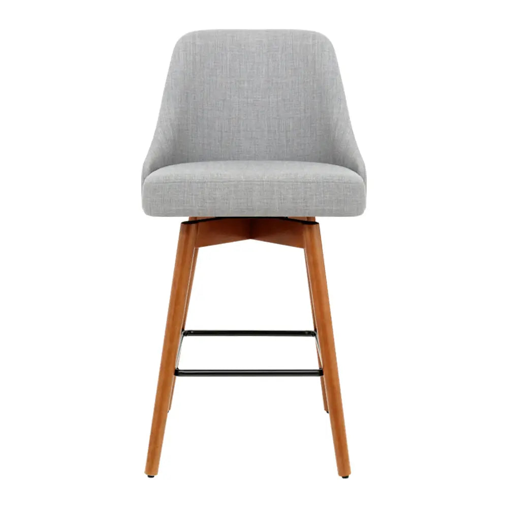 Artiss 4x Bar Stools Swivel Seat Wooden Grey - Furniture > Bar Stools & Chairs