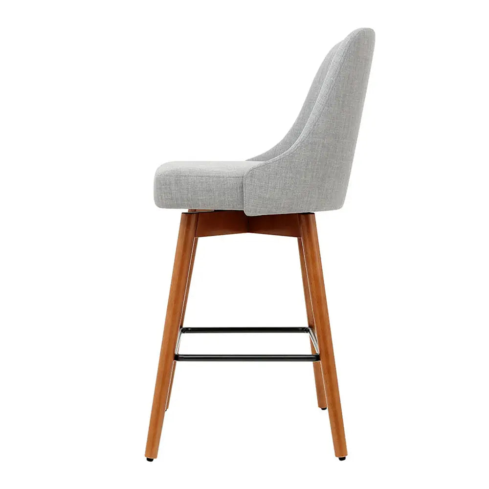 Artiss 4x Bar Stools Swivel Seat Wooden Grey - Furniture > Bar Stools & Chairs