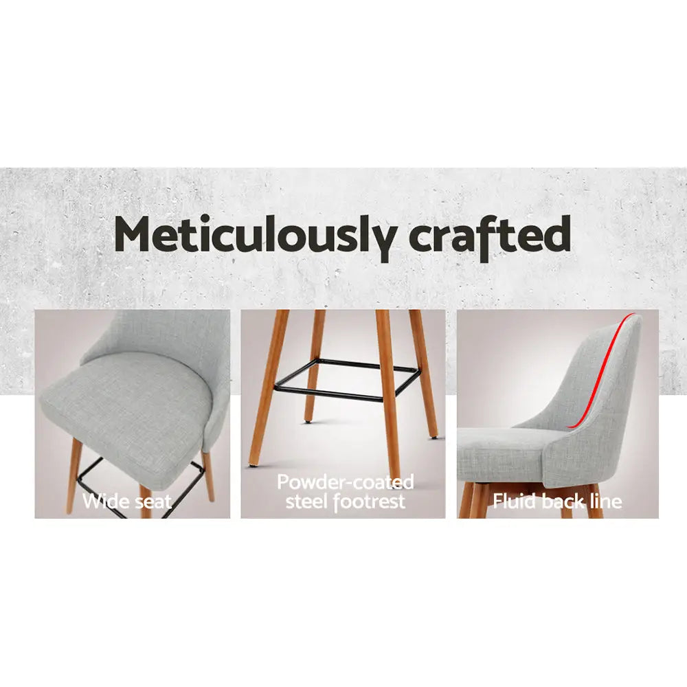 Artiss 4x Bar Stools Swivel Seat Wooden Grey - Furniture > Bar Stools & Chairs