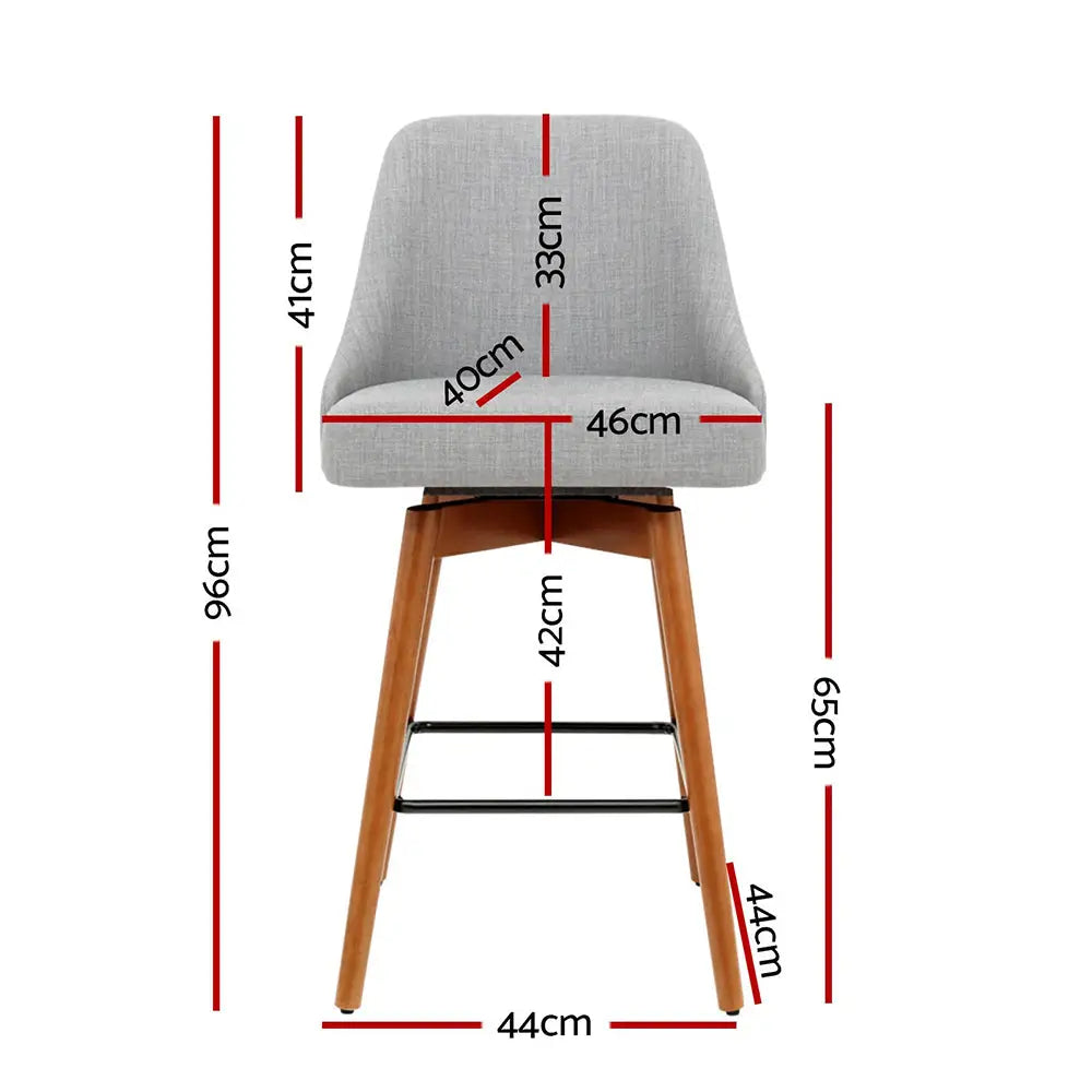 Artiss 4x Bar Stools Swivel Seat Wooden Grey - Furniture > Bar Stools & Chairs
