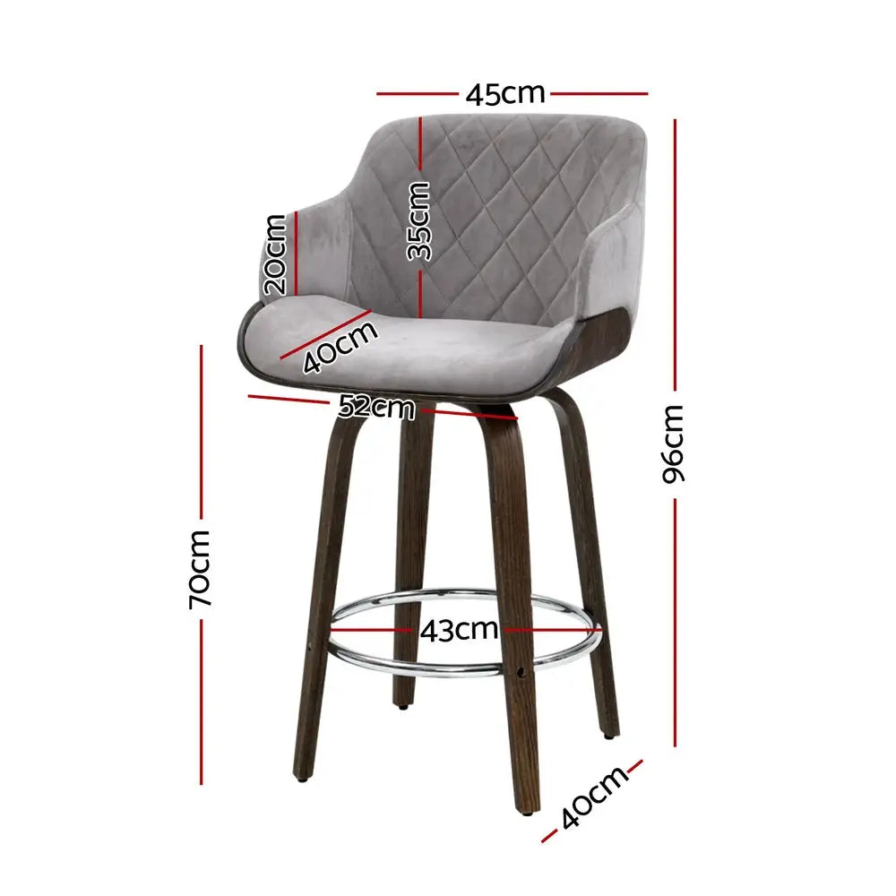 Artiss 4x Bar Stools Swivel Velvet Padded Wooden - Furniture > Bar Stools & Chairs > Table & Bar Stools