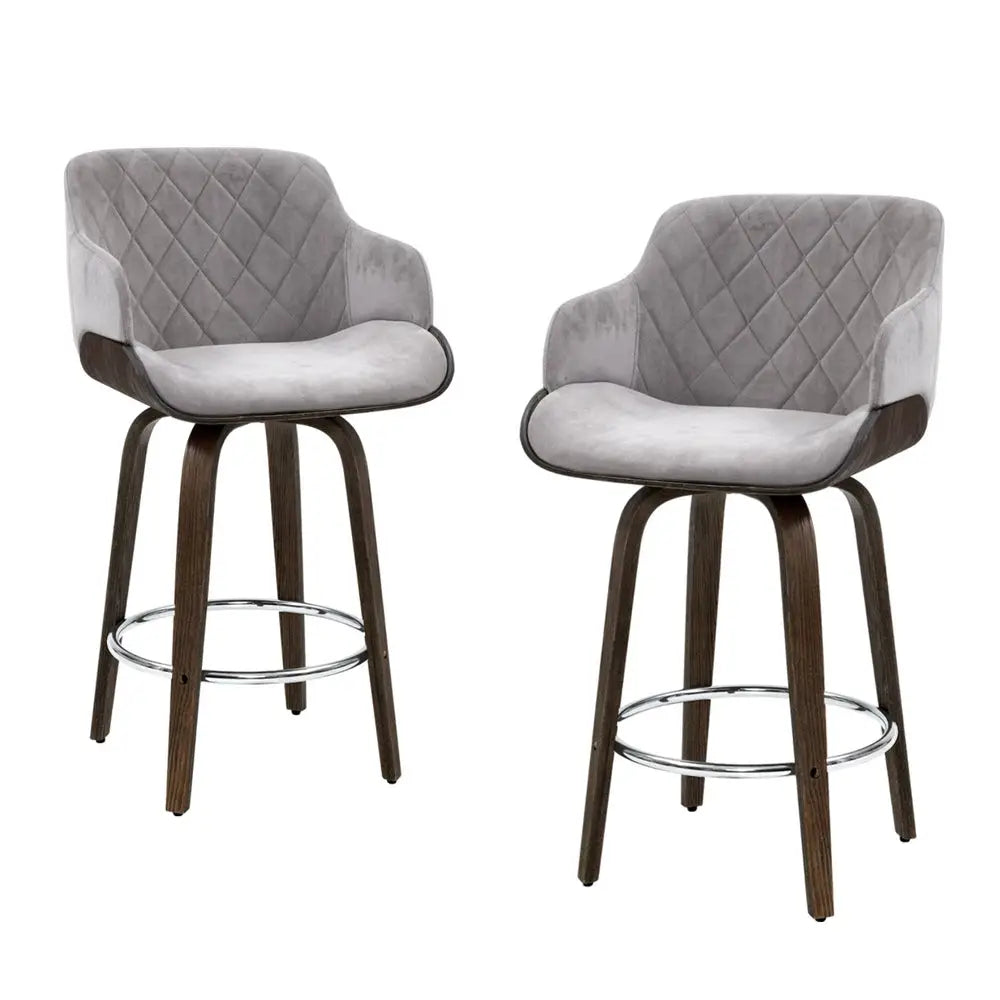 Artiss 4x Bar Stools Swivel Velvet Padded Wooden - Furniture > Bar Stools & Chairs > Table & Bar Stools