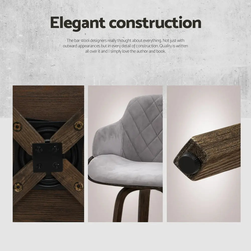 Artiss 4x Bar Stools Swivel Velvet Padded Wooden - Furniture > Bar Stools & Chairs > Table & Bar Stools