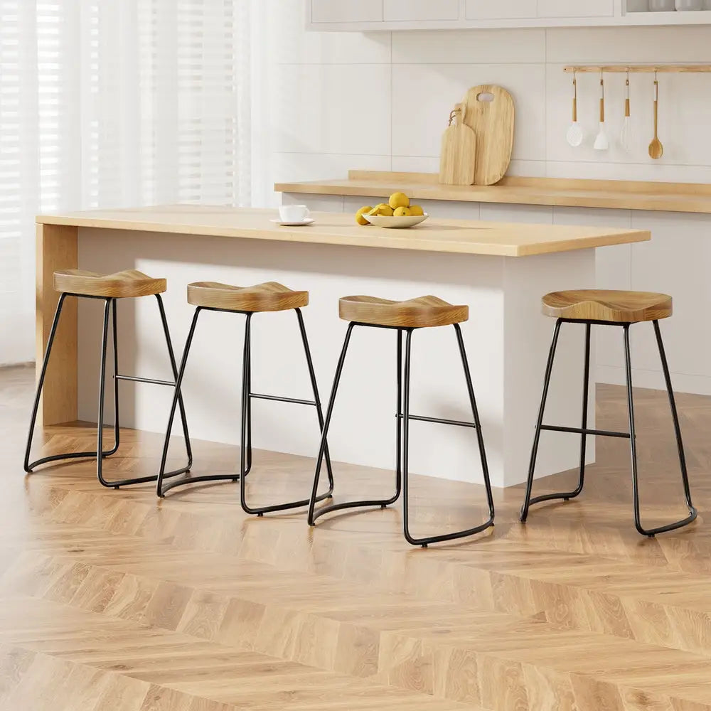 Artiss 4x Bar Stools Tractor Seat 65cm Wooden - Furniture > Bar Stools & Chairs > Table & Bar Stools