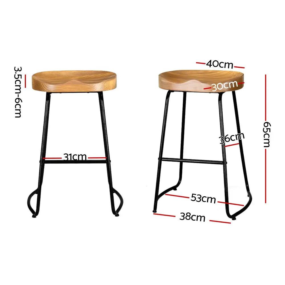 Artiss 4x Bar Stools Tractor Seat 65cm Wooden - Furniture > Bar Stools & Chairs > Table & Bar Stools