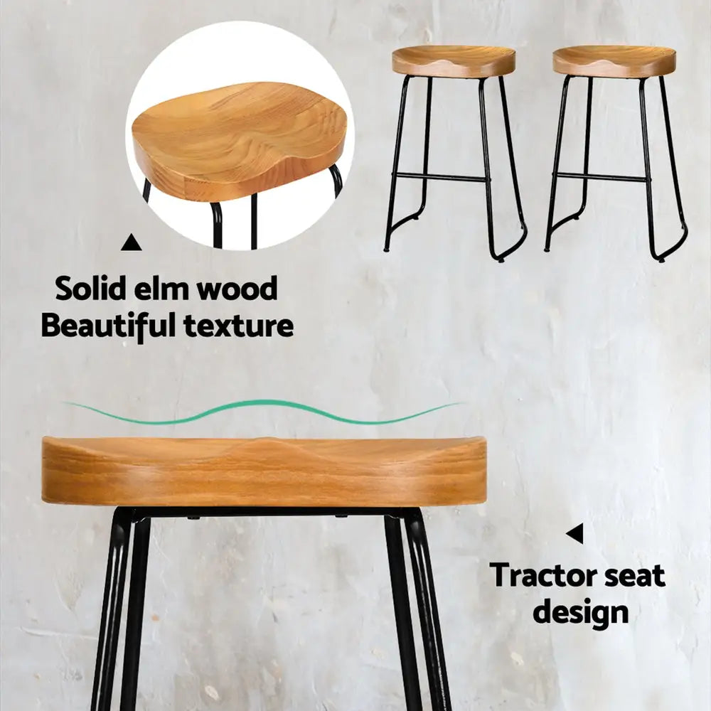 Artiss 4x Bar Stools Tractor Seat 65cm Wooden - Furniture > Bar Stools & Chairs > Table & Bar Stools