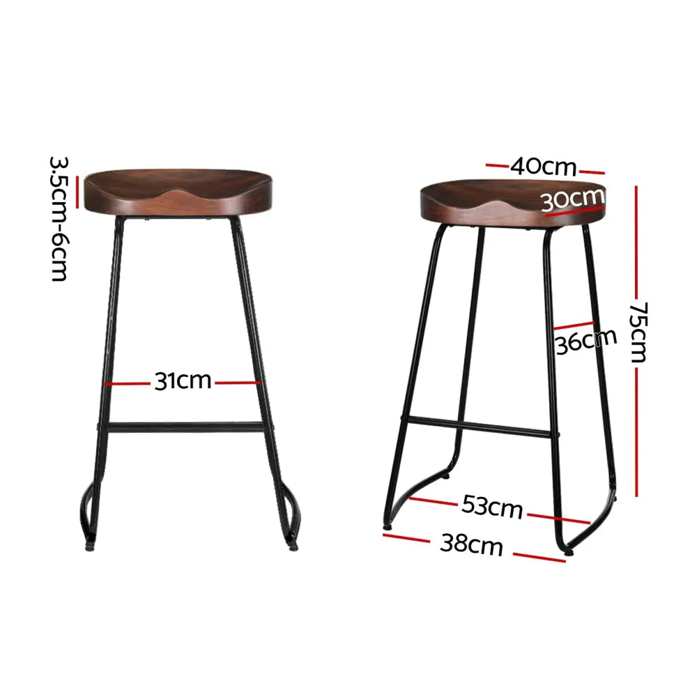 Artiss 4x Bar Stools Tractor Seat 75cm Black - Furniture > Bar Stools & Chairs