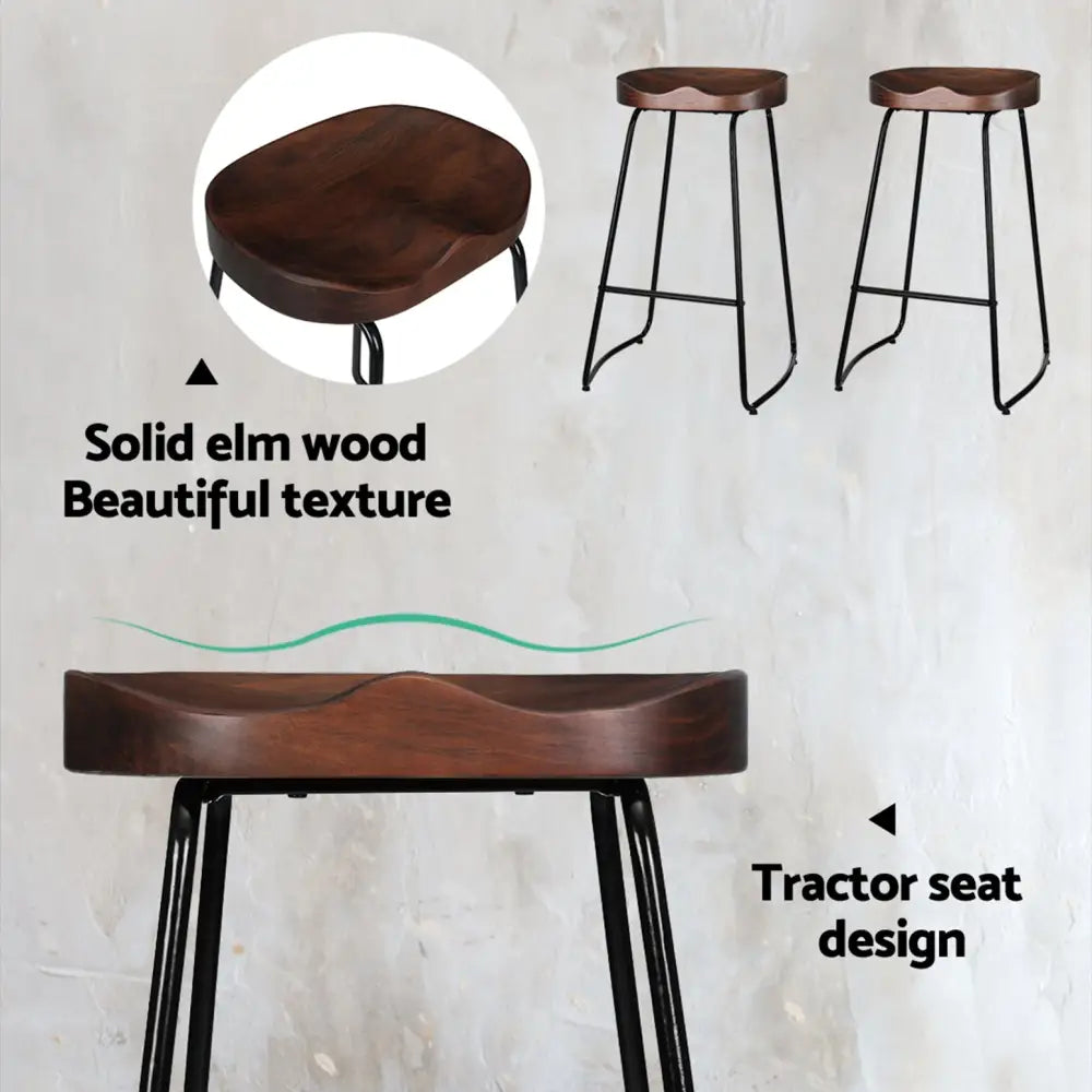 Artiss 4x Bar Stools Tractor Seat 75cm Black - Furniture > Bar Stools & Chairs