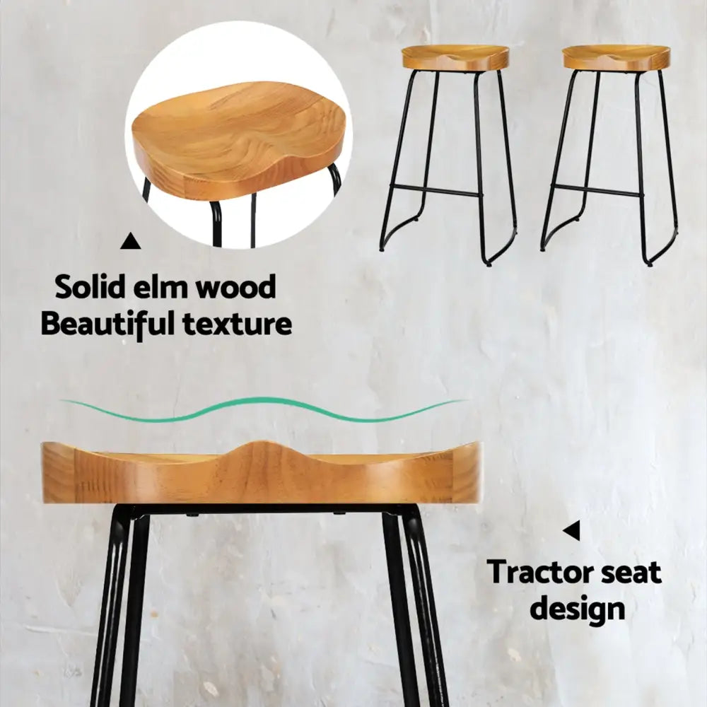 Artiss 4x Bar Stools Tractor Seat 75cm Wooden - Furniture > Bar Stools & Chairs