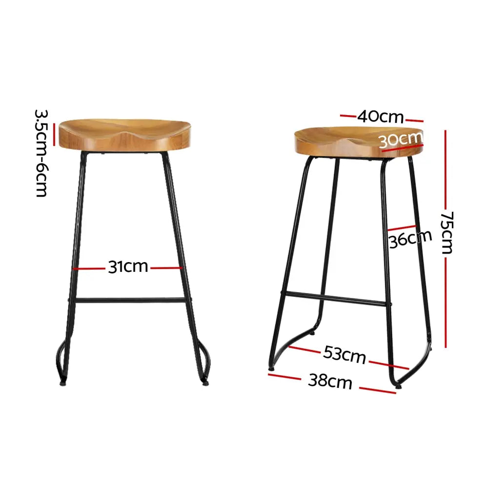 Artiss 4x Bar Stools Tractor Seat 75cm Wooden - Furniture > Bar Stools & Chairs