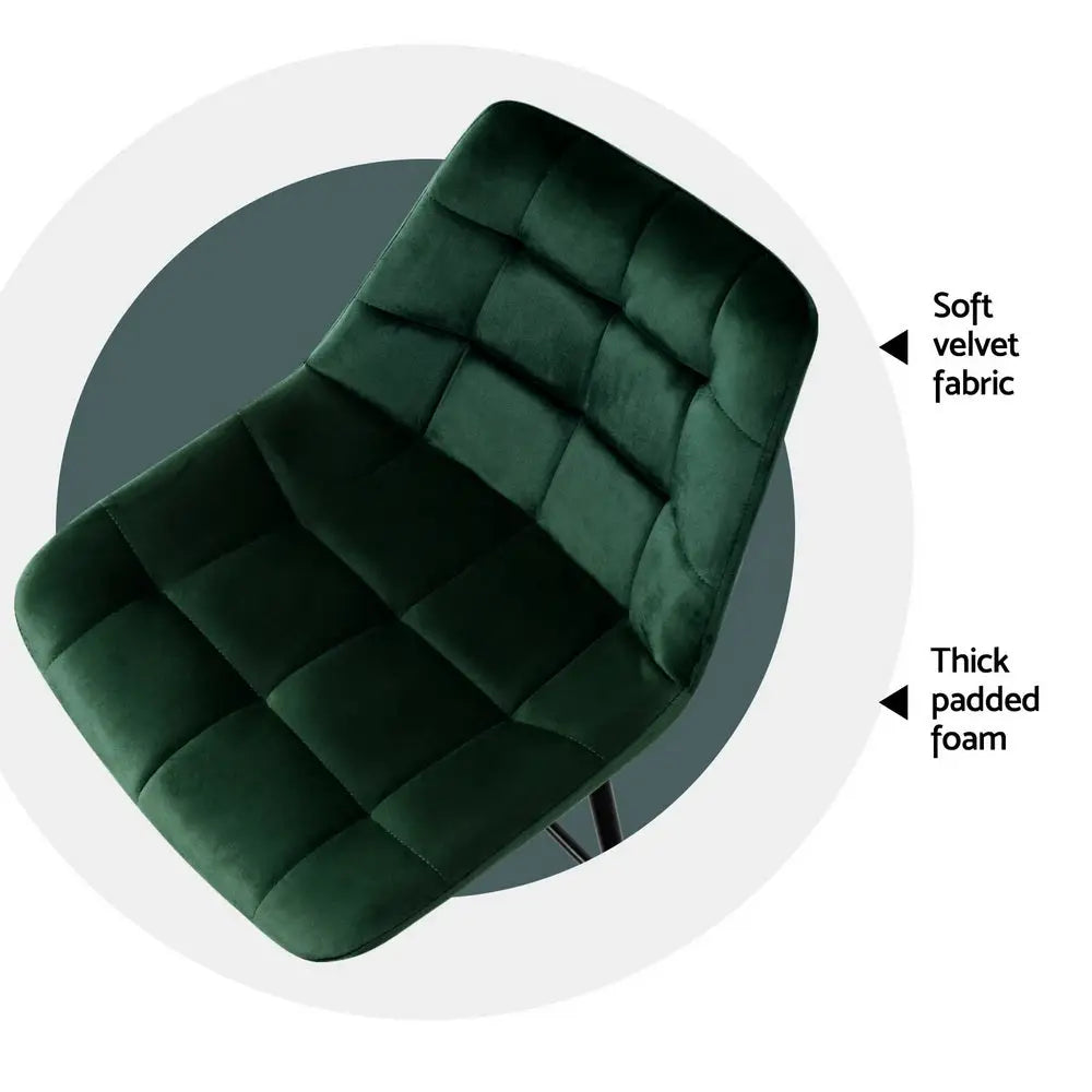 Artiss 4x Bar Stools Velvet Chairs Green - Furniture > Bar Stools & Chairs > Table & Bar Stools