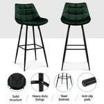 Artiss 4x Bar Stools Velvet Chairs Green - Furniture > Bar Stools & Chairs > Table & Bar Stools