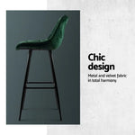 Artiss 4x Bar Stools Velvet Chairs Green - Furniture > Bar Stools & Chairs > Table & Bar Stools