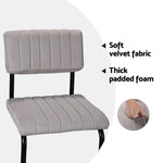 Artiss 4x Bar Stools Velvet Chairs Grey - Furniture > Bar Stools & Chairs > Table & Bar Stools