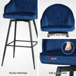 Artiss 4x Bar Stools Velvet Swivel Metal Legs Blue - Furniture > Bar Stools & Chairs > Massage Chairs