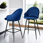 Artiss 4x Bar Stools Velvet Swivel Metal Legs Blue - Furniture > Bar Stools & Chairs > Massage Chairs