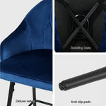 Artiss 4x Bar Stools Velvet Swivel Metal Legs Blue - Furniture > Bar Stools & Chairs > Massage Chairs