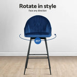 Artiss 4x Bar Stools Velvet Swivel Metal Legs Blue - Furniture > Bar Stools & Chairs > Massage Chairs
