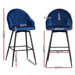 Artiss 4x Bar Stools Velvet Swivel Metal Legs Blue - Furniture > Bar Stools & Chairs > Massage Chairs