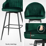 Artiss 4x Bar Stools Velvet Swivel Metal Legs Green - Furniture > Bar Stools & Chairs > Massage Chairs