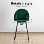 Artiss 4x Bar Stools Velvet Swivel Metal Legs Green - Furniture > Bar Stools & Chairs > Massage Chairs