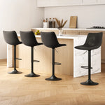 Artiss 4x Bar Stools Vintage Leather Swivel Gas Lift Black - Furniture > Bar Stools & Chairs > Table & Bar Stools