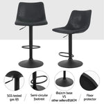 Artiss 4x Bar Stools Vintage Leather Swivel Gas Lift Black - Furniture > Bar Stools & Chairs > Table & Bar Stools