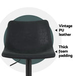 Artiss 4x Bar Stools Vintage Leather Swivel Gas Lift Black - Furniture > Bar Stools & Chairs > Table & Bar Stools