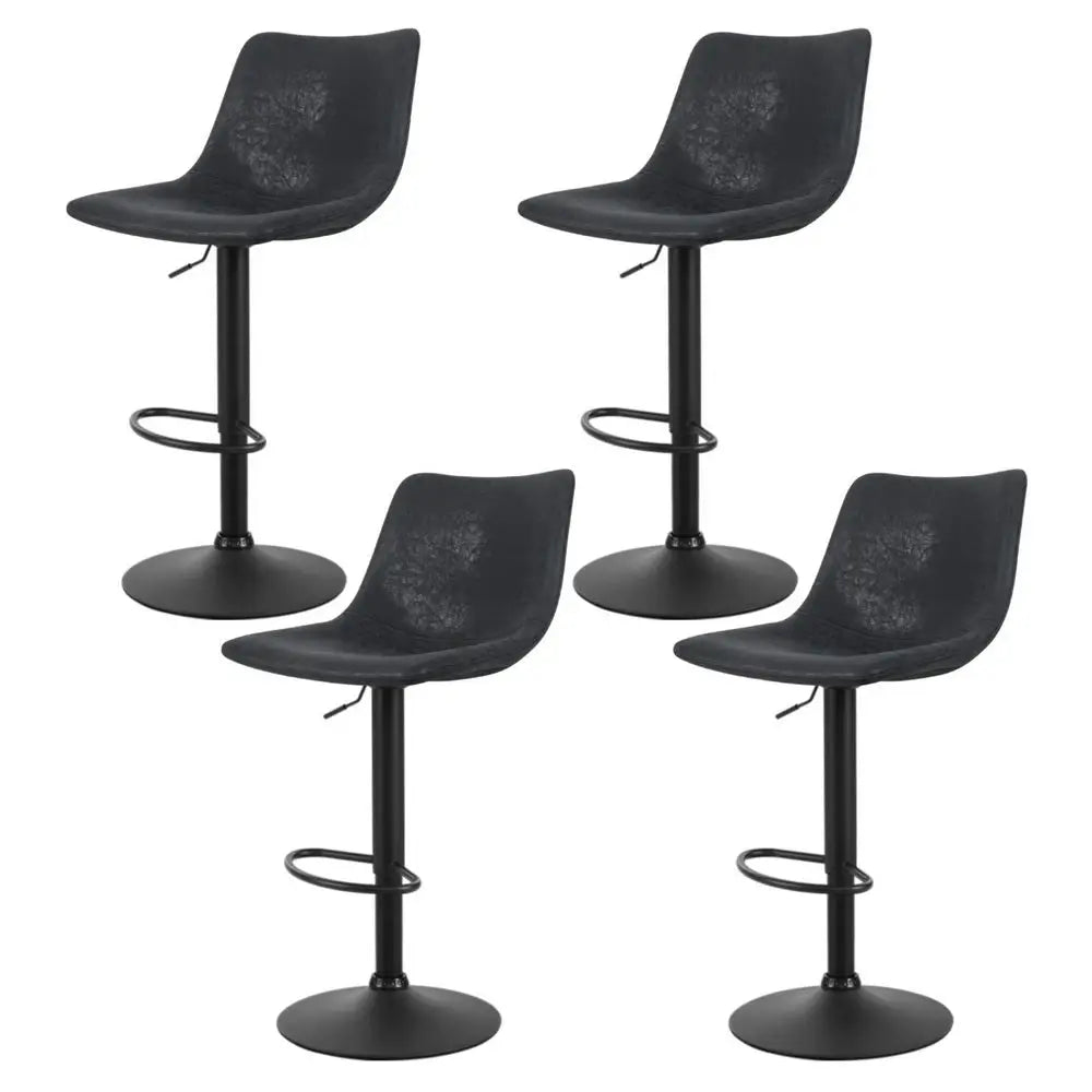 Artiss 4x Bar Stools Vintage Leather Swivel Gas Lift Black - Furniture > Bar Stools & Chairs > Table & Bar Stools