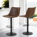 Artiss 4x Bar Stools Vintage Leather Swivel Gas Lift Brown - Furniture > Bar Stools & Chairs > Table & Bar Stools